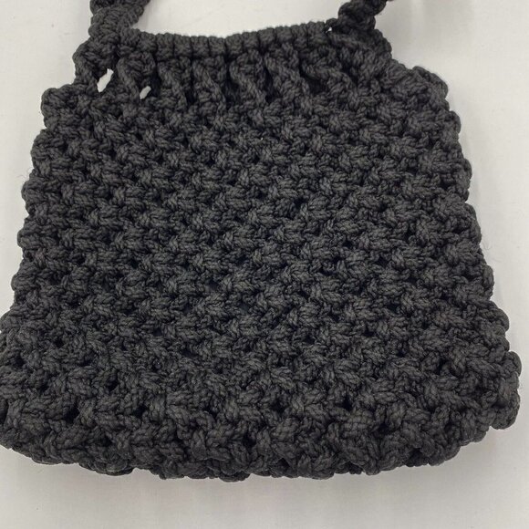 Thick Woven Hobo Slouchy Purse Handbag Artisan Bag Black Lined Unbranded - Picture 2 of 5